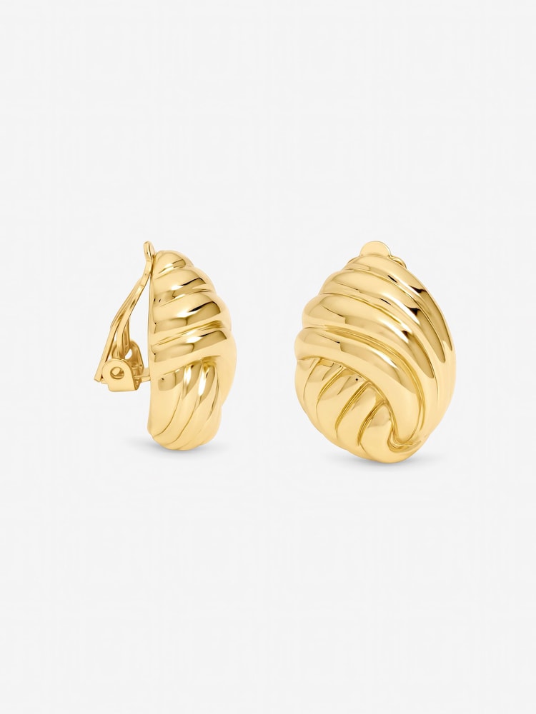 Jon Richard Gold Tone Shell Clip Earrings - Image 3 of 3