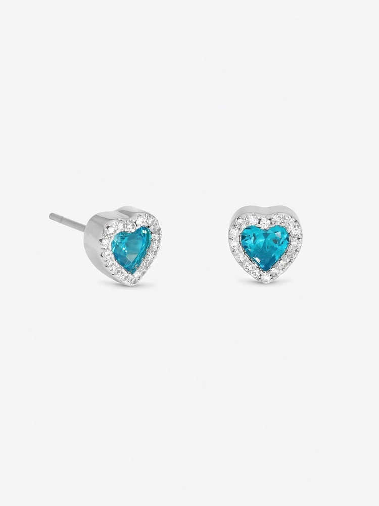 Jon Richard Blue Heart Stud Earrings - Image 2 of 2 Jon Richard Blue Heart Stud Earrings - Image 2 of 2