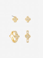 Jon Richard Pendientes de aro Pave Clover, paquete de 2 - Imagen 1 de 1