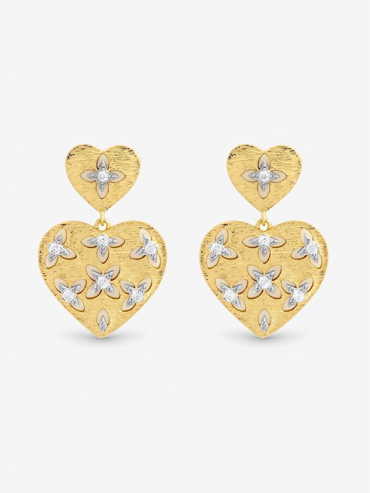 Jon Richard Cream Pearl and Mother of Pearl Clover Drop Earrings - Image 1 of 1