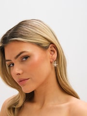 Jon Richard Cream Crystal and Pearl Flower Drop Earrings - Image 2 of 3