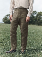 Stone Relaxed Tapered Fit Authentic Cotton Rich Stretch Trousers - Image 1 of 10