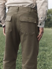 Stone Relaxed Tapered Fit Authentic Cotton Rich Stretch Trousers - Image 4 of 10