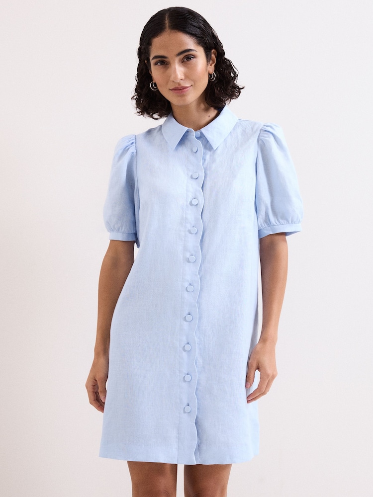 Phase Eight Blue Candice Linen Dress - Image 1 of 7