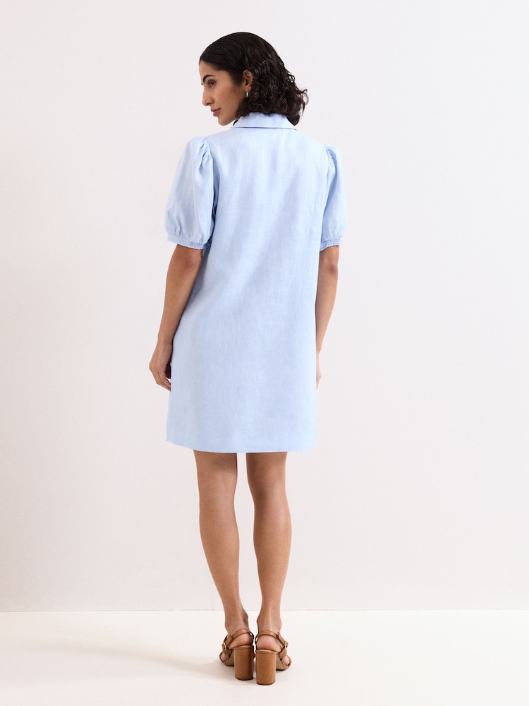 Phase Eight Blue Candice Linen Dress - Image 2 of 7