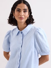 Phase Eight Blue Candice Linen Dress - Image 4 of 7