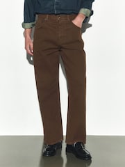 Rust Brown Baggy Fit Five Pocket Cotton Rich Trousers - Image 2 of 10