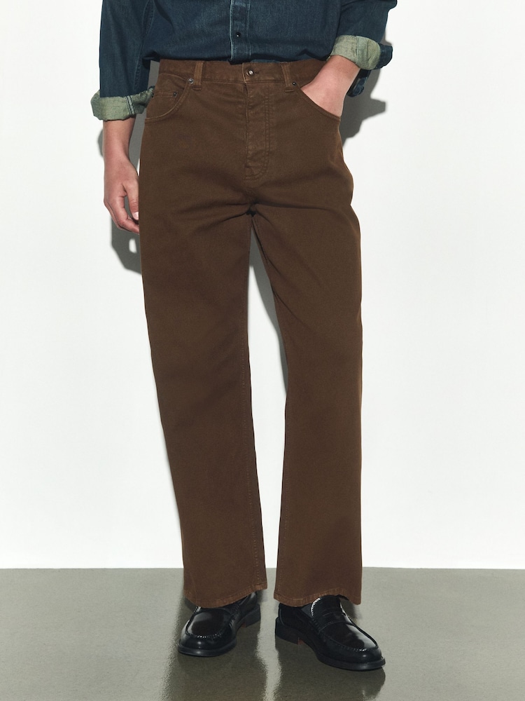 Rust Brown Baggy Fit Five Pocket Cotton Rich Trousers - Image 2 of 10 Rust Brown Baggy Fit Five Pocket Cotton Rich Trousers - Image 2 of 10