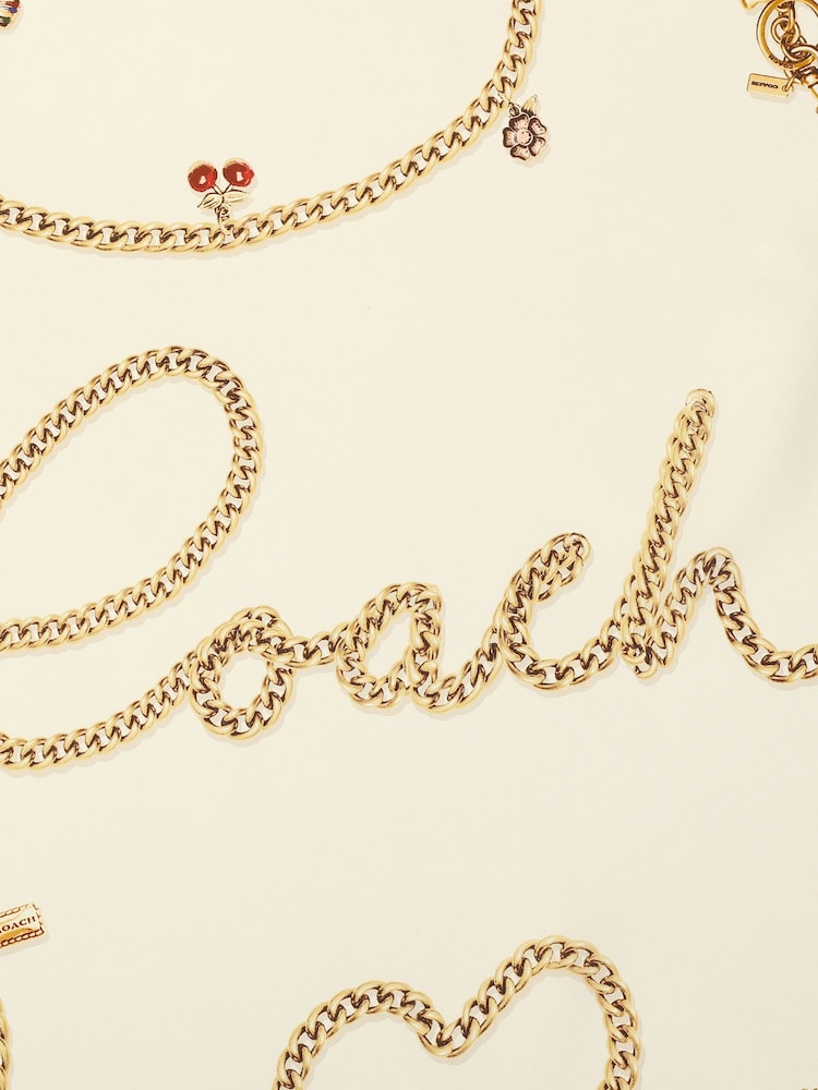 COACH White Charms Printed Silk Square Scarve - Image 4 of 4