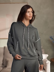 B by Ted Baker Viscose Lounge Hoodie with Piping Detail - Image 1 of 4