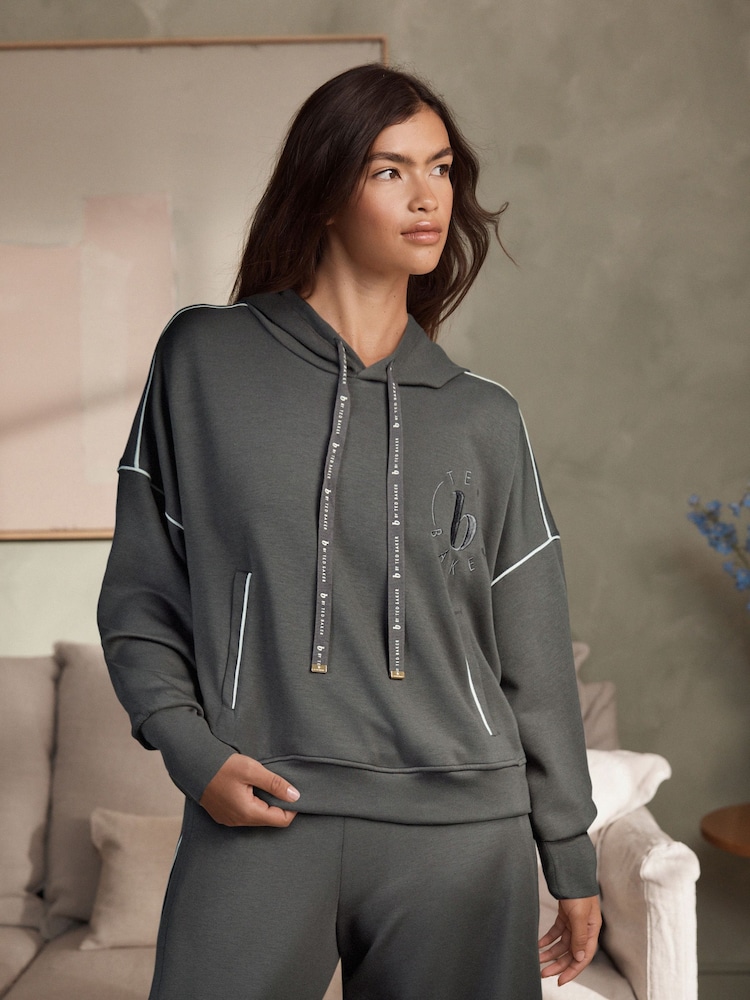 B by Ted Baker Viscose Lounge Hoodie with Piping Detail - Image 1 of 4 B by Ted Baker Viscose Lounge Hoodie with Piping Detail - Image 1 of 4