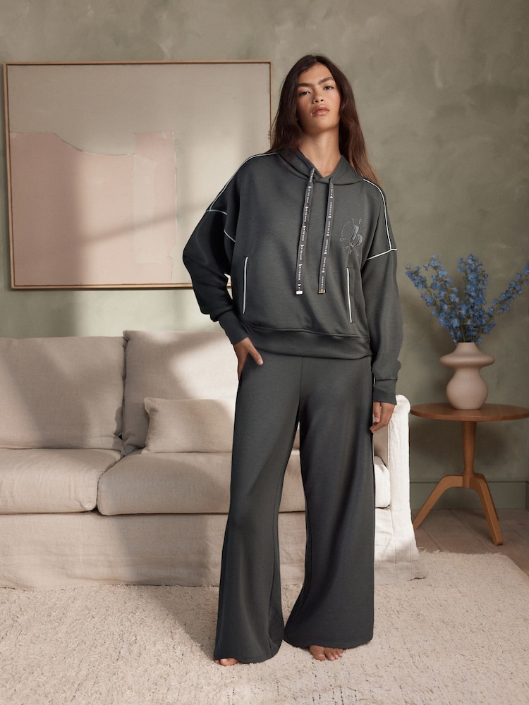 B by Ted Baker Viscose Lounge Hoodie with Piping Detail - Image 2 of 4 B by Ted Baker Viscose Lounge Hoodie with Piping Detail - Image 2 of 4