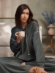 B by Ted Baker Viscose Lounge Hoodie with Piping Detail - Image 3 of 4