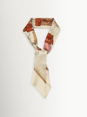 COACH White Stacked Tabby Printed Wide Silk Skinny Scarve - Image 3 of 4