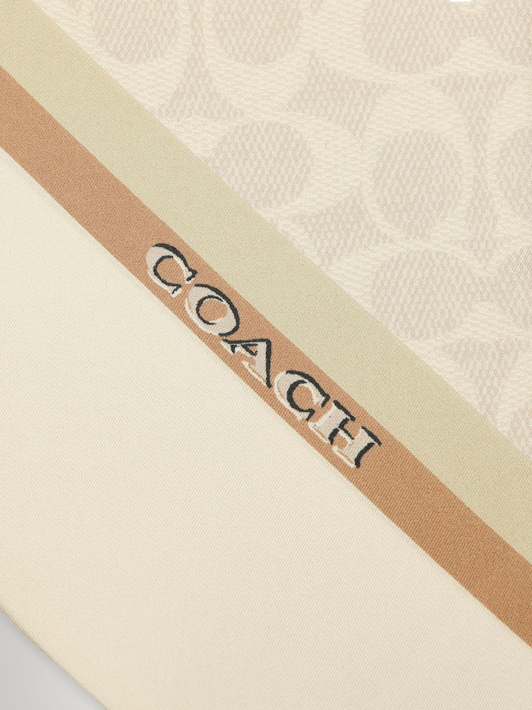 COACH White Stacked Tabby Printed Wide Silk Skinny Scarve - Image 4 of 4 COACH White Stacked Tabby Printed Wide Silk Skinny Scarve - Image 4 of 4