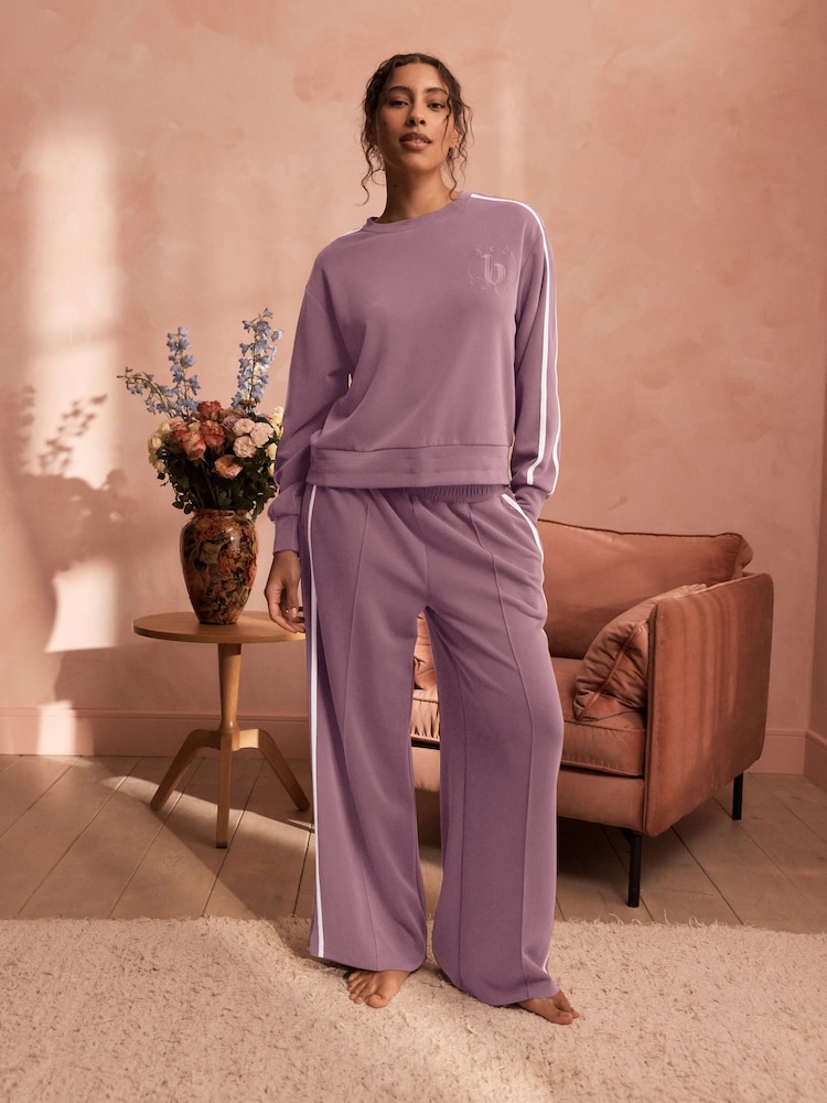 B by Ted Baker Mauve Pink Side Stripe Lounge Sweat Top - Image 1 of 6