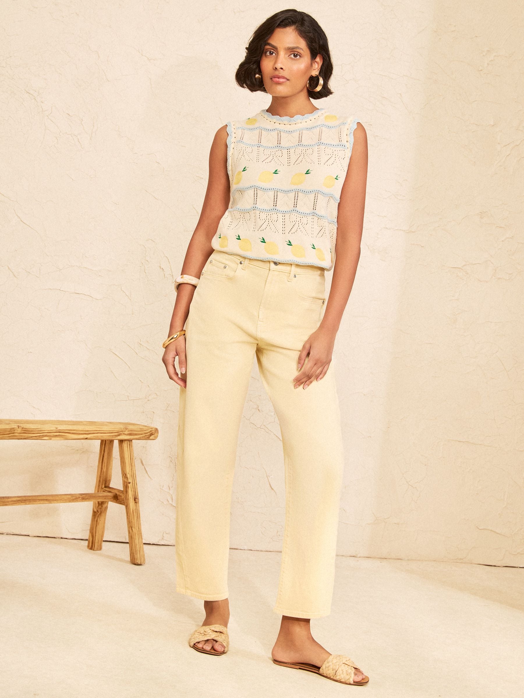 Buy Love & Roses Ivory Lemon and Bow Embroidered Detail Crew Neck