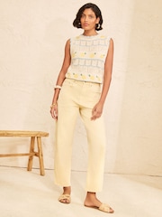 Love & Roses Ivory Lemon Embroidered Detail Crew Neck Knitted Vest - Image 3 of 5