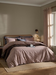 Yard Cocoa Marlow Dual Tone Stripe Duvet Cover and Pillowcase Set - Image 3 of 4
