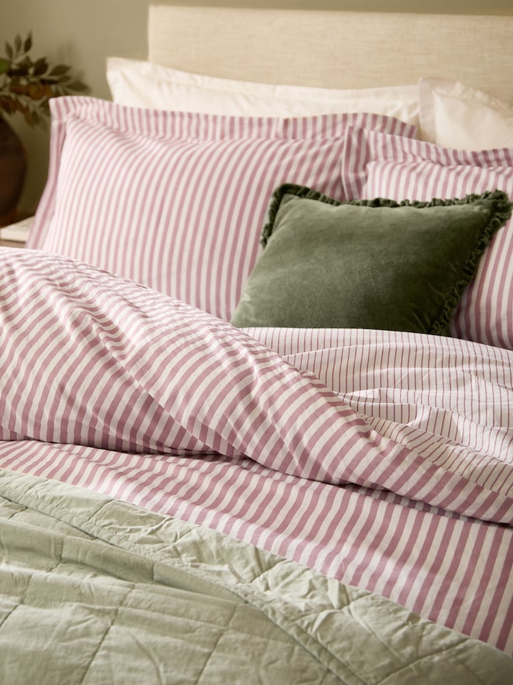 Yard Rose Hebden Striped Cotton Duvet Cover and Pillowcase Set - Image 2 of 4