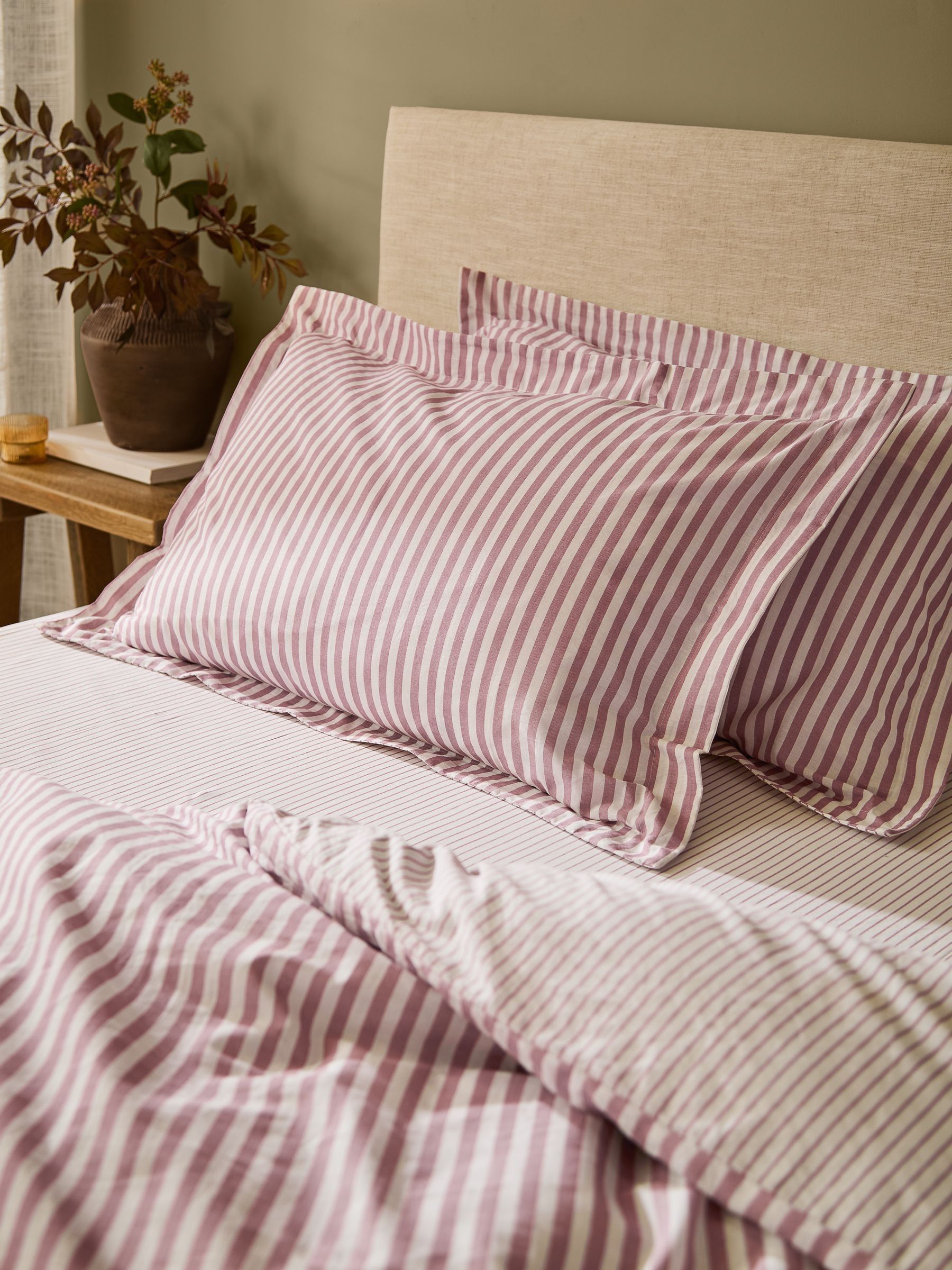 Buy Yard Rose Hebden Striped Cotton Reversible Duvet Cover and