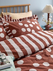 Furn Chocolate Poppie Polka Dot Duvet Cover and Pillowcase Set - Image 1 of 3