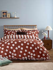 Furn Chocolate Poppie Polka Dot Duvet Cover and Pillowcase Set - Image 2 of 3