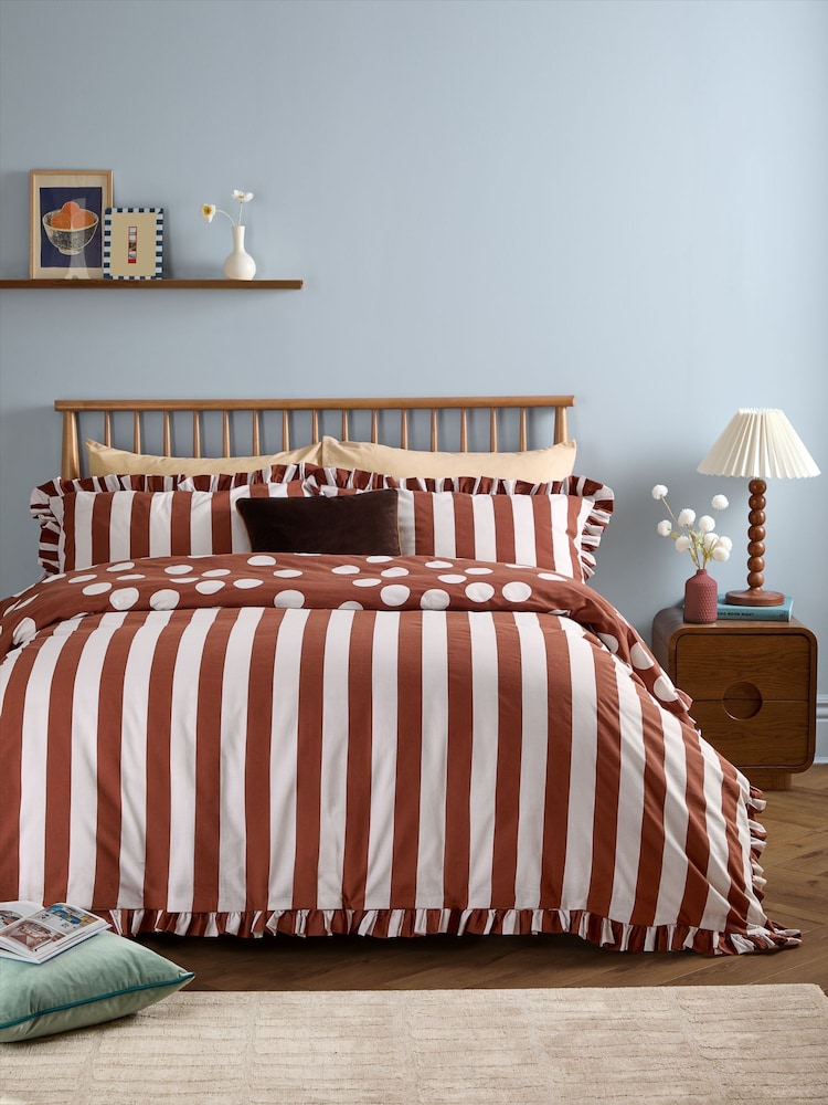 Furn Chocolate Poppie Polka Dot Duvet Cover and Pillowcase Set - Image 3 of 3 Furn Chocolate Poppie Polka Dot Duvet Cover and Pillowcase Set - Image 3 of 3