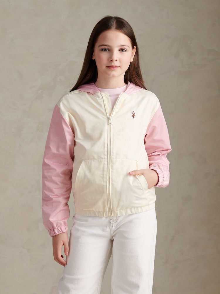 U.S. Polo Assn. White Colourblock Hooded Windbreaker Jacket - Image 1 of 10 U.S. Polo Assn. White Colourblock Hooded Windbreaker Jacket - Image 1 of 10