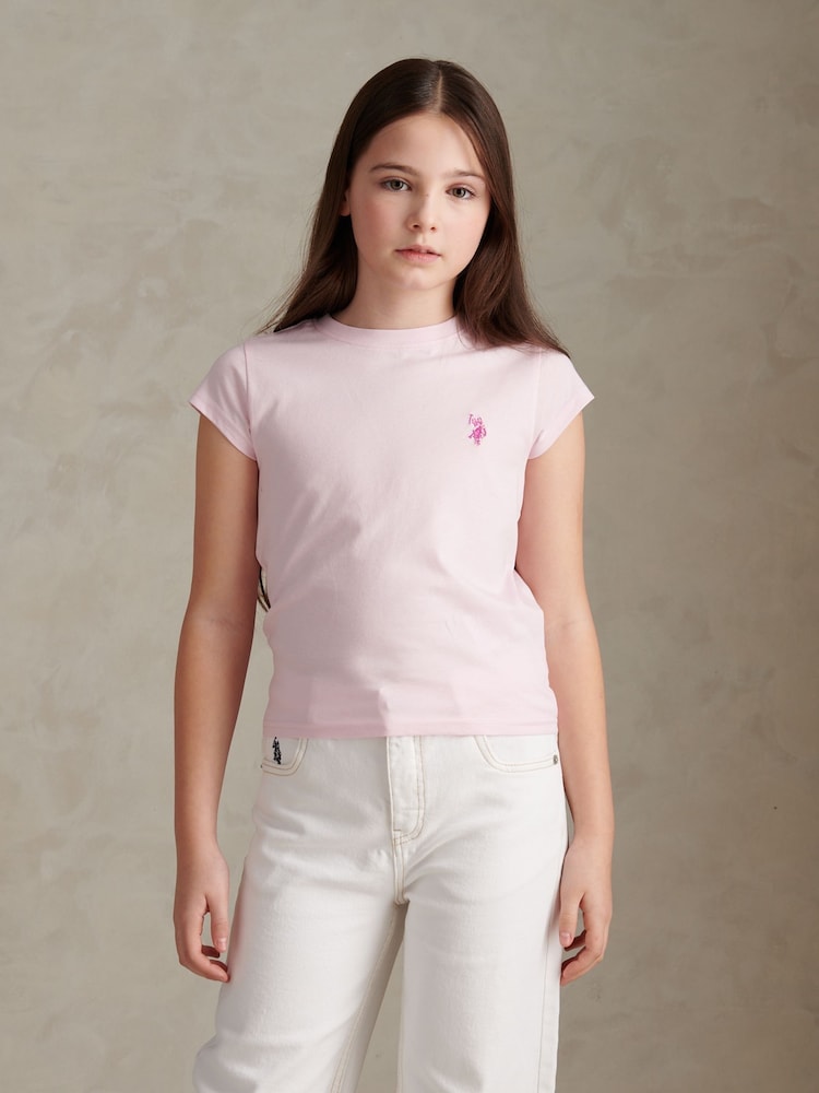 U.S. Polo Assn Pink Double Horsemen Cap Sleeve T-Shirt - Image 1 of 4