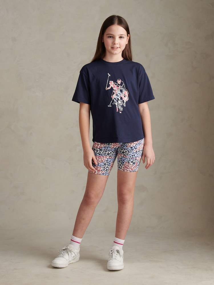 U.S. Polo Assn Pink Patchwork Top & Shorts Set - Image 1 of 6