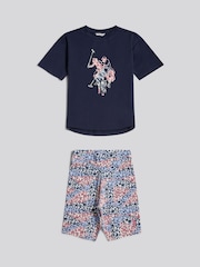 Рожевий - U.S. Polo Assn Patchwork Top & Shorts Set - Image 7 of 11