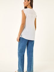 Roman White Floral Embroidered Blouse - Image 3 of 5