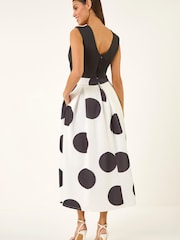 Roman White Spot Print Premium Stretch Dress - Image 2 of 5