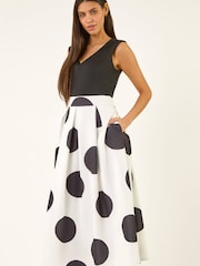 Roman White Spot Print Premium Stretch Dress - Image 3 of 5
