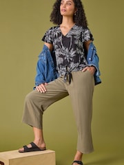 Roman Black Palm Tree Print Top - Image 2 of 2