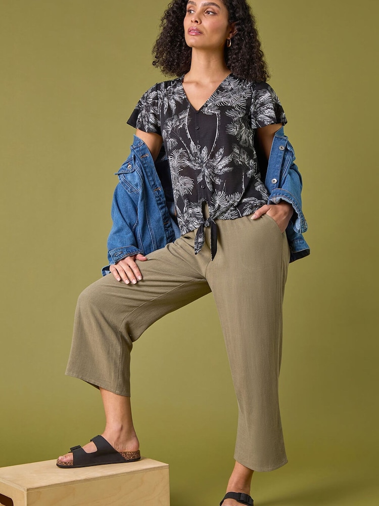 Roman Black Palm Tree Print Top - Image 2 of 2