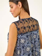 Roman Blue Tie Dye Lace Detail Vest - Image 2 of 5
