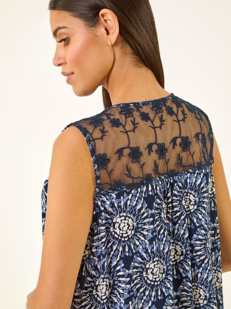 Roman Blue Tie Dye Lace Detail Vest - Image 2 of 5