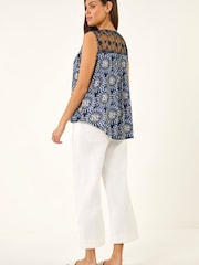Roman Blue Tie Dye Lace Detail Vest - Image 3 of 5