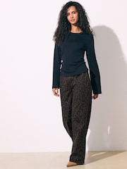 Chocolate Brown True Leopard Print PP WIDE Jeans - Image 2 of 8