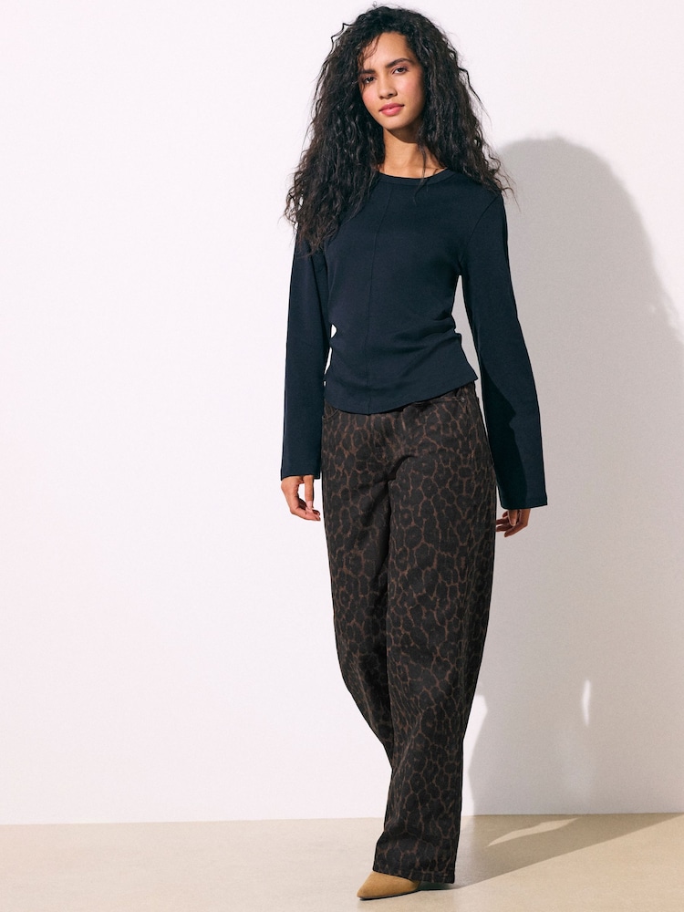 Chocolate Brown True Leopard Print PP WIDE Jeans - Image 2 of 8 Chocolate Brown True Leopard Print PP WIDE Jeans - Image 2 of 8