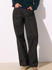Chocolate Brown True Leopard Print PP WIDE Jeans - Image 3 of 8