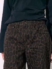 Chocolate Brown True Leopard Print PP WIDE Jeans - Image 5 of 8