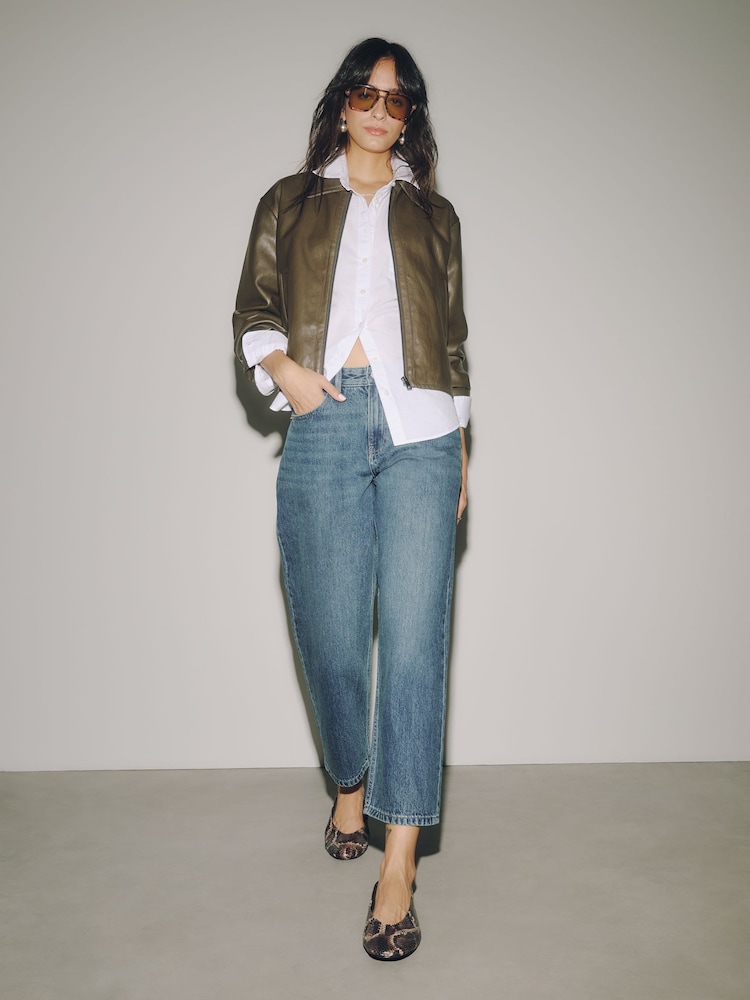 Dark Blue Ankle Straight Jeans - Image 1 of 7