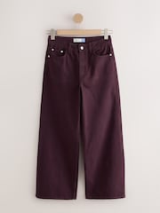 Burgundy Red Wide Leg Denim Jeans - Image 6 of 8