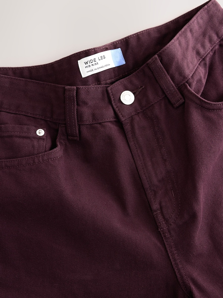 Burgundy Red Wide Leg Denim Jeans - Image 8 of 8 Burgundy Red Wide Leg Denim Jeans - Image 8 of 8