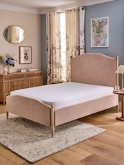 Laura Ashley Hundon Chenille Dusty Rose Pink Harlaston Bed Frame - Image 3 of 6