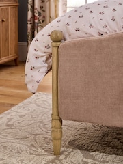 Laura Ashley Hundon Chenille Dusty Rose Pink Harlaston Bed Frame - Image 4 of 6