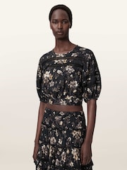 AllSaints Black Peony Top - Image 1 of 6